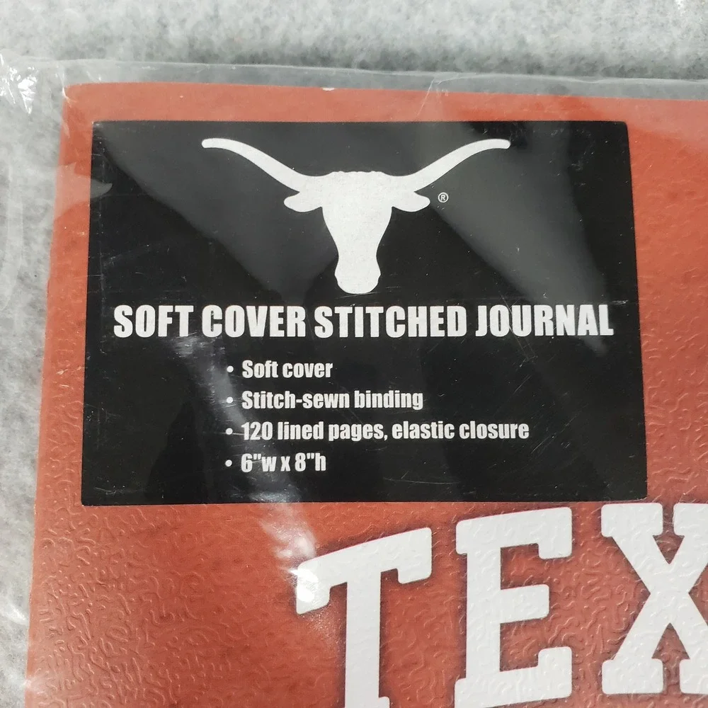 Texas Longhorns Soft Cover Stitched Journal‎ 6x8 120 Lined Pages Elastic Closure